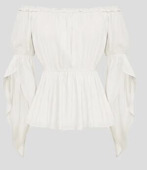New Scarlet Darkness Off Shoulder Renaissance Chiffon Top White Medium